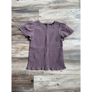 Madewell Women's Lucie Flutter Sleeve Smocked Bodice Top Size Small Lilac